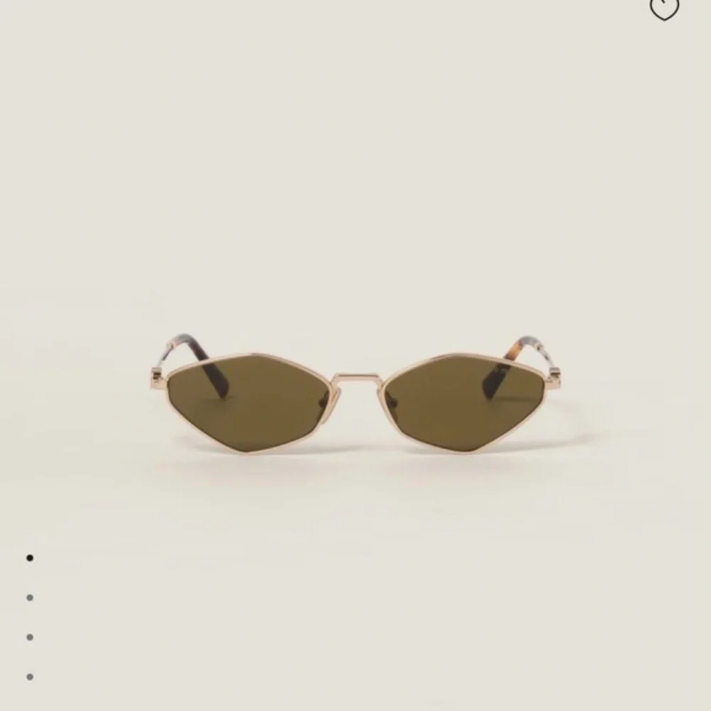 Miu Miu Gold Metal Sunglasses with Olive Lenses and Tortoiseshell Tips - Picture 2 of 5